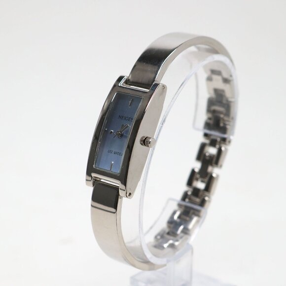 Lise Watier Neiges Delicate Silver Tone Rectangular Watch Dress Swiss Movt - Picture 7 of 10